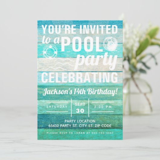 Zwembad Feest Kaart (Staand voorkant)