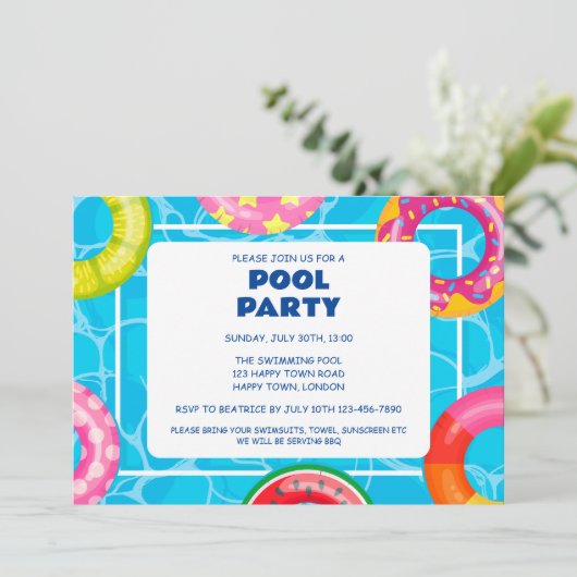  ZWEMBAD FEEST KAART (Staand voorkant)