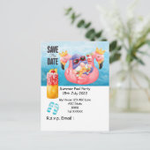 Zwembad Feest met Drink in het zwembad Briefkaart (Staand voorkant)