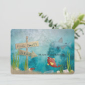 Zwembad Feestvis in de oceaan met houten bord Kaart (Staand voorkant)