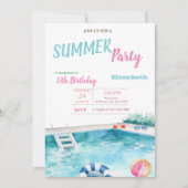 Zwembad Float Bril Bloemen Zomer Verjaardagsfeest Kaart (Voorkant)