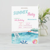 Zwembad Float Bril Bloemen Zomer Verjaardagsfeest Kaart (Staand voorkant)