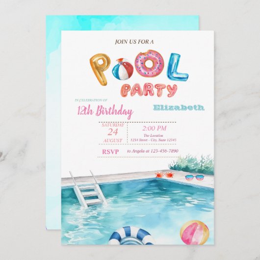 Zwembad Float Bril Zwembad Verjaardagsfeest Kaart (Voorkant / Achterkant)