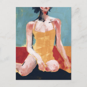  zwembad - Geel zwempak Briefkaart