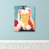  zwembad - Geel zwempak Canvas Afdruk (Insitu (Houten vloer))