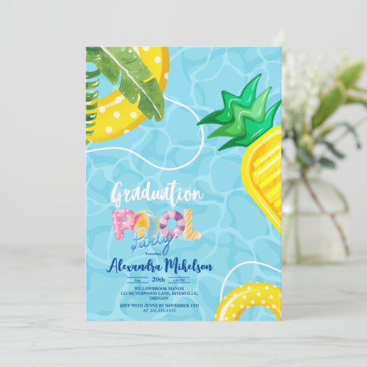 Zwembad Graduation Party Zomer Afstudeerder Kaart (Staand voorkant)
