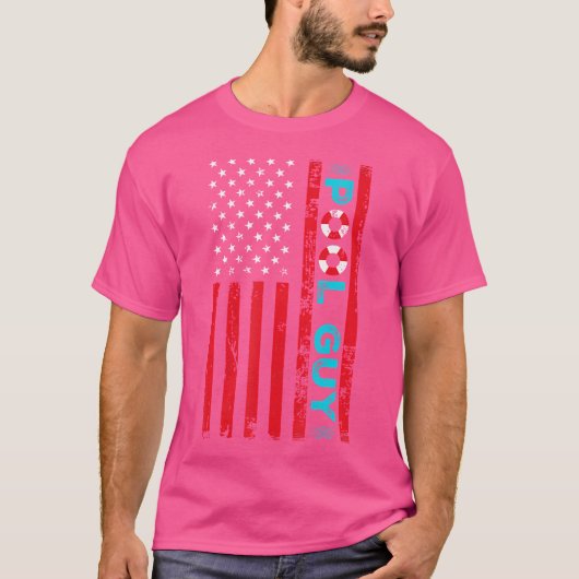 Zwembad Guy Amerika Vlag Onderhoud Zwembad T-shirt (Voorkant)