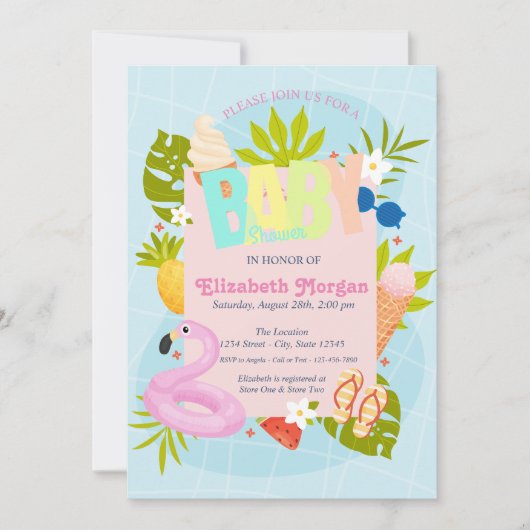 Zwembad Ijsje Baby Shower Uitnodiging (Voorkant)