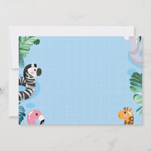 Zwembad Jongen 1e Verjaardag Foto uitnodiging (Achterkant)