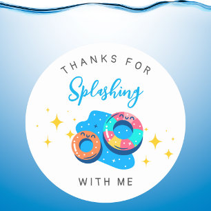 Zwembad Kinderen verjaardagsfeestje favor Ronde Sticker