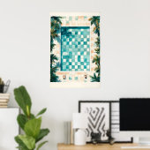 Zwembad Kunstprint Strandhuis Kust Poster (Thuiskantoor)