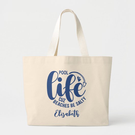 Zwembad Life Blue Grote Tote Bag (Voorkant)
