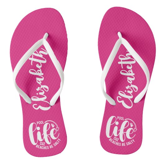 Zwembad Life Hot Pink gepersonaliseerd Teenslippers (Voetbed)