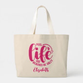 Zwembad Life Hot Pink Grote Tote Bag (Achterkant)