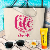 Zwembad Life Hot Pink Grote Tote Bag