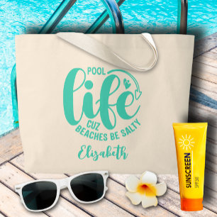 Zwembad Life Turquoise Grote Tote Bag