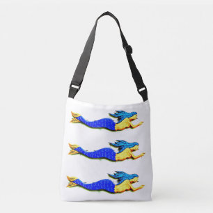zwembad met blauwe staart crossbody tas