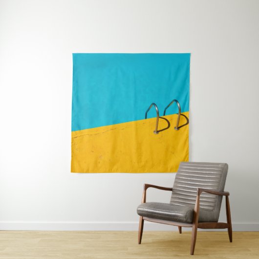 Zwembad met roestvrijstalen ladder wandkleed (In situ)