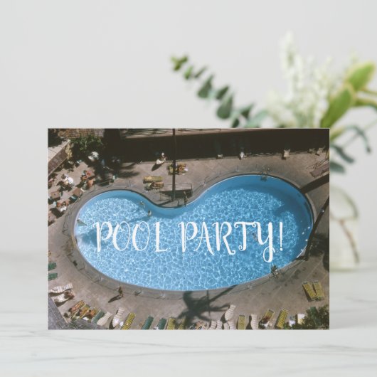 Zwembad Mid-Century Geïnspireerd Zwemfeest 1960 Kaart (Staand voorkant)