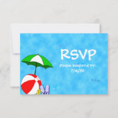 Zwembad of Beach Party 3.5x5 bewerkbare RSVP-kaart Kaart (Voorkant)