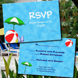 Zwembad of Beach Party 3.5x5 bewerkbare RSVP-kaart Kaart