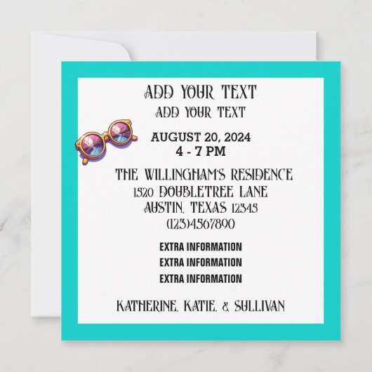 ZWEMBAD of Strandfeest Kaart (Achterkant)