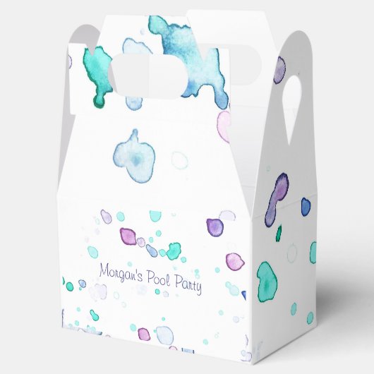 Zwembad of strandpartij, Waterverf Splash Favoriet Bedankdoosjes (Geopend)