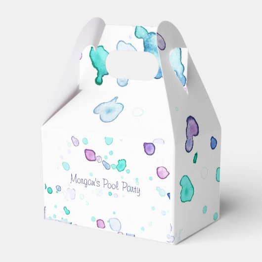 Zwembad of strandpartij, Waterverf Splash Favoriet Bedankdoosjes (Voorkant Zijde)