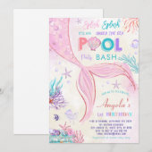 ZWEMBAD onder het Zee Zeemeermin Verjaardagsfeest Kaart (Voorkant / Achterkant)