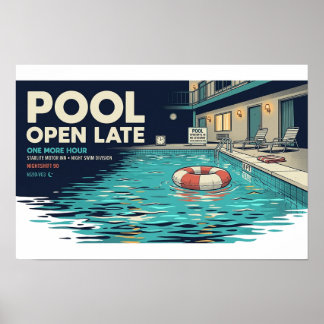 Zwembad Open Laat Retro Motel NIGHTSHIFT 90 Poster