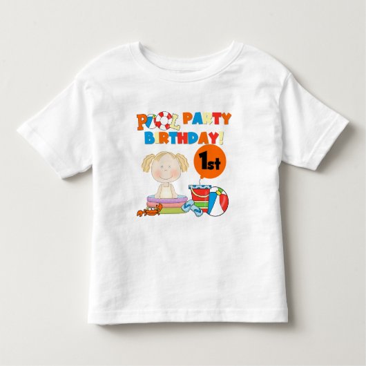Zwembad Party 1e Verjaardag T-shirts en geschenken (Voorkant)
