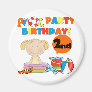 Zwembad Party 2e Verjaardag Tshirts en geschenken Magneet