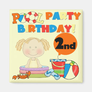 Zwembad Party 2e Verjaardag Tshirts en geschenken Magneet