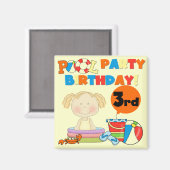 Zwembad Party 3e Verjaardag T-shirts en geschenken Magneet (Voorkant / Achterkant)