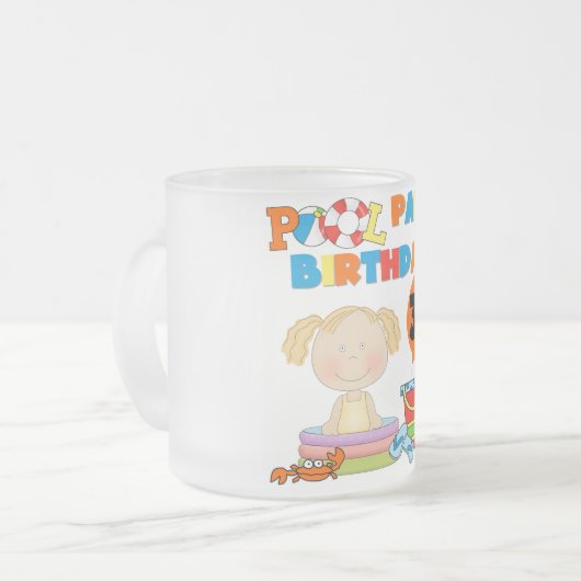 Zwembad Party 3e Verjaardag T-shirts en geschenken Matglas Koffiemok (Voorkant links)