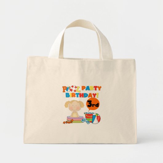 Zwembad Party 3e Verjaardag T-shirts en geschenken Mini Tote Bag (Voorkant)