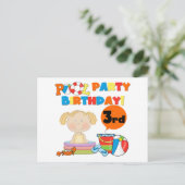 Zwembad Party 3e Verjaardag T-shirts en geschenken Uitnodiging Briefkaart (Staand voorkant)