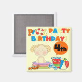 Zwembad Party 4e verjaardag Tshirts en geschenken Magneet (Voorkant / Achterkant)