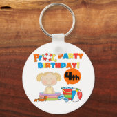 Zwembad Party 4e verjaardag Tshirts en geschenken Sleutelhanger (Voorkant)