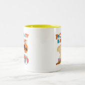 Zwembad Party 4e verjaardag Tshirts en geschenken Tweekleurige Koffiemok (Center)