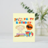 Zwembad Party 4e verjaardag Tshirts en geschenken Uitnodiging Briefkaart (Staand voorkant)