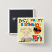 Zwembad Party 4e verjaardag Tshirts en geschenken Vierkante Button 5,1 Cm (Voorkant /achterkant)