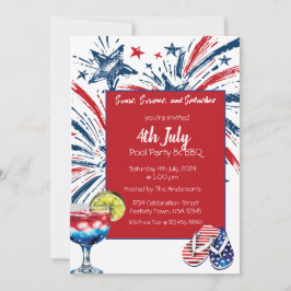Zwembad Party BBQ 4 juli uitnodiging