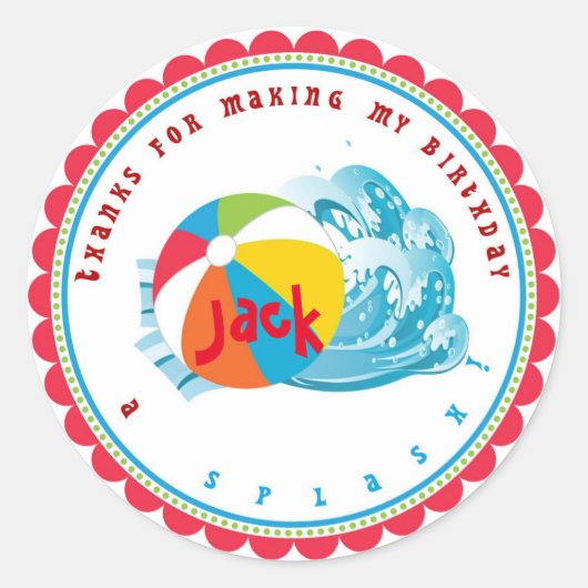 Zwembad Party Beach Ball Stickers (Voorkant)