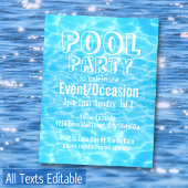 Zwembad Party Beach Party Blauw Water Tropisch Ele Uitnodiging Briefkaart