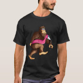 Zwembad Party Bigfoot Pink Float Flamingo Sasquatc T-shirt (Voorkant)