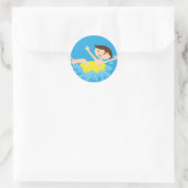 Zwembad Party Brunette Jongen Ronde Sticker (Tas)