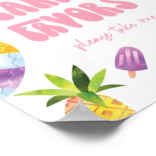 Zwembad Party Favorieten Verjaardag teken Poster (Hoek)