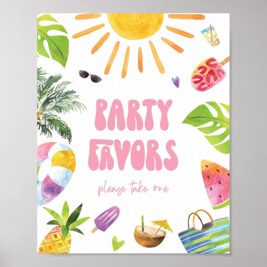 Zwembad Party Favorieten Verjaardag teken Poster (Voorkant)