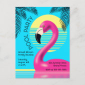 Zwembad Party Flamingo Float Retro Zomer Tropisch Uitnodiging Briefkaart (Voorkant)
